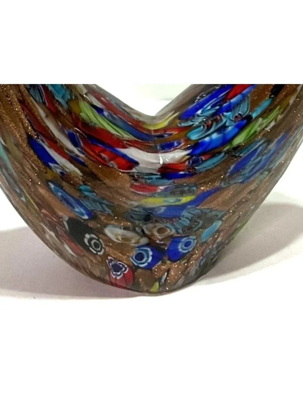 Large Giraffe Art Glass Sculpture Multicolor Millefiori Double Headed Stretched - Picture 3 of 9